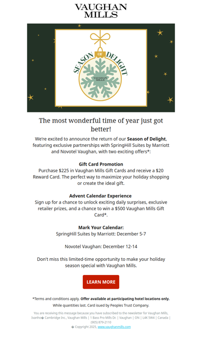 Vaughan Mills Season of Delight Returns This December!