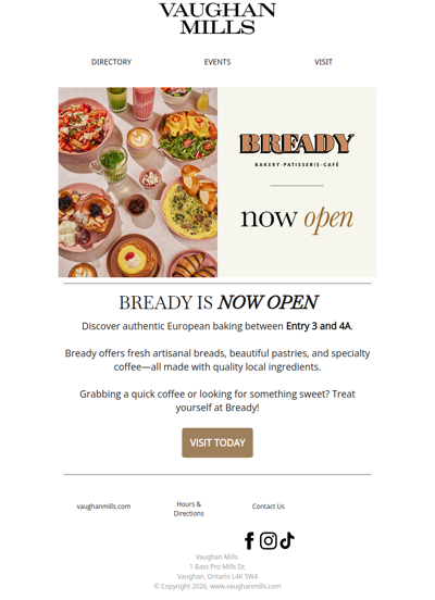 Bready is Now Open at Vaughan Mills