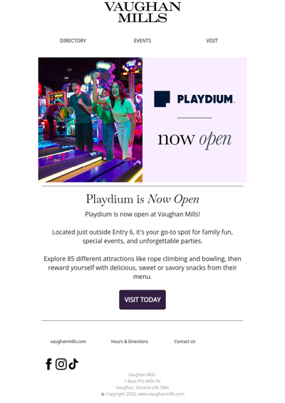 Playdium Now Open at Vaughan Mills
