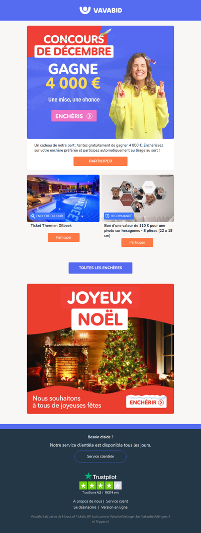 Cadeau de Noël ! Tentez gratuitement de gagner 4 000 €