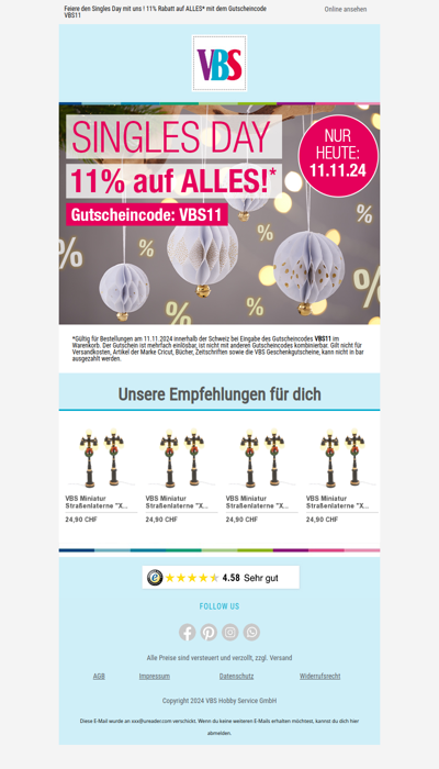 Nur heute: 11% auf alles!*