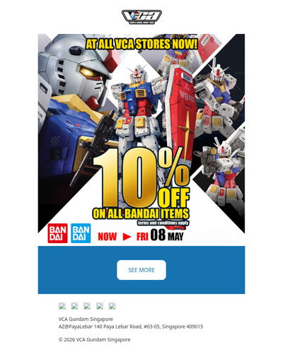 💥 𝐁𝐀𝐍𝐃𝐀𝐈 𝟓.𝟓 𝐒𝐀𝐋𝐄 𝐓𝐎𝐃𝐀𝐘 | VCA Gundam Singapore