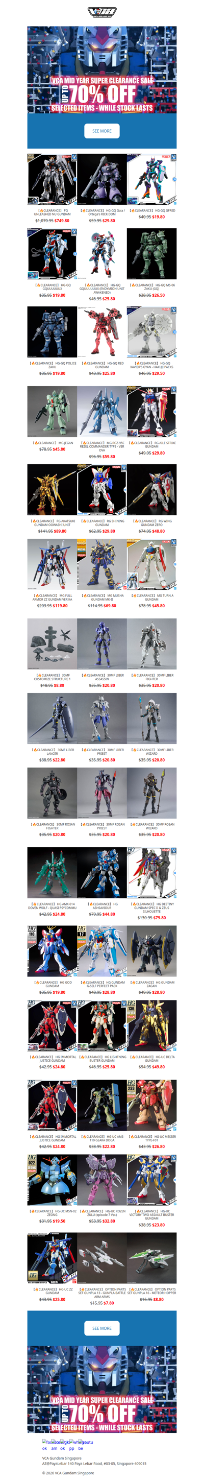 𝐕𝐂𝐀 🔥GUNDAM HOT-CLEARANCE | VCA Gundam Singapore