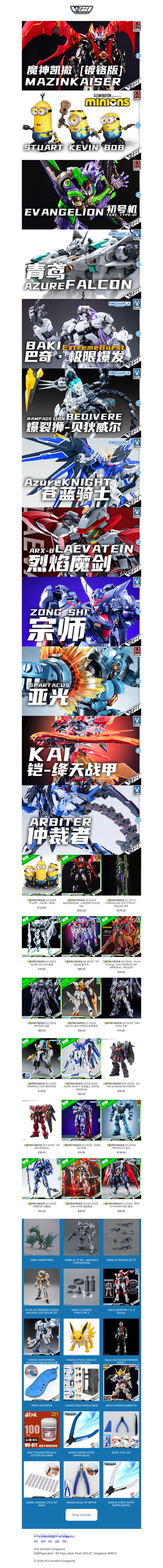 【𝐕𝐂𝐀🟢𝐏𝐑𝐄𝐎𝐑𝐃𝐄𝐑 𝐈𝐍𝐅𝐎】MINIONS / EVANGELION / MAZINKAISER | Blitzway Carbotix | VCA Gundam Singapore