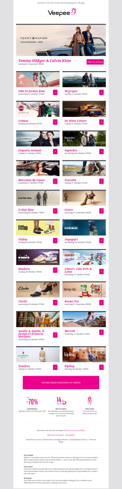 Deze week: Tommy Hilfiger & Calvin Klein, Nike Et Jordan Kids, Mcgregor, Colmar, De Witte Lietaer en meer!