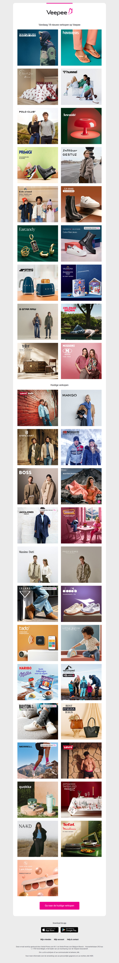 Vandaag: Napapijri, Havaianas, Nuit des rêves en 15 andere verkopen op Veepee