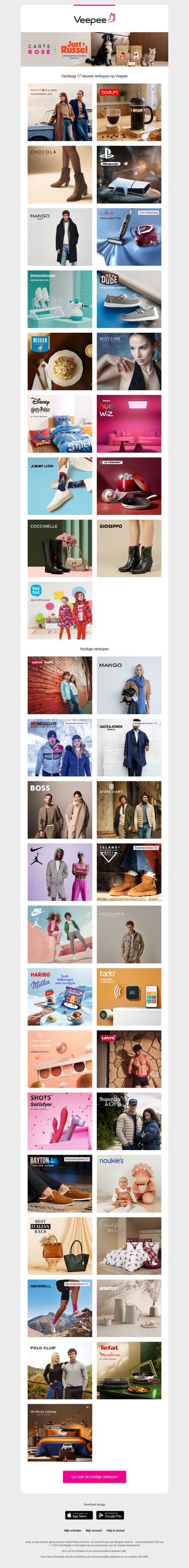 Vandaag: Tommy Hilfiger, BODUM, Chocolà en 14 andere verkopen op Veepee