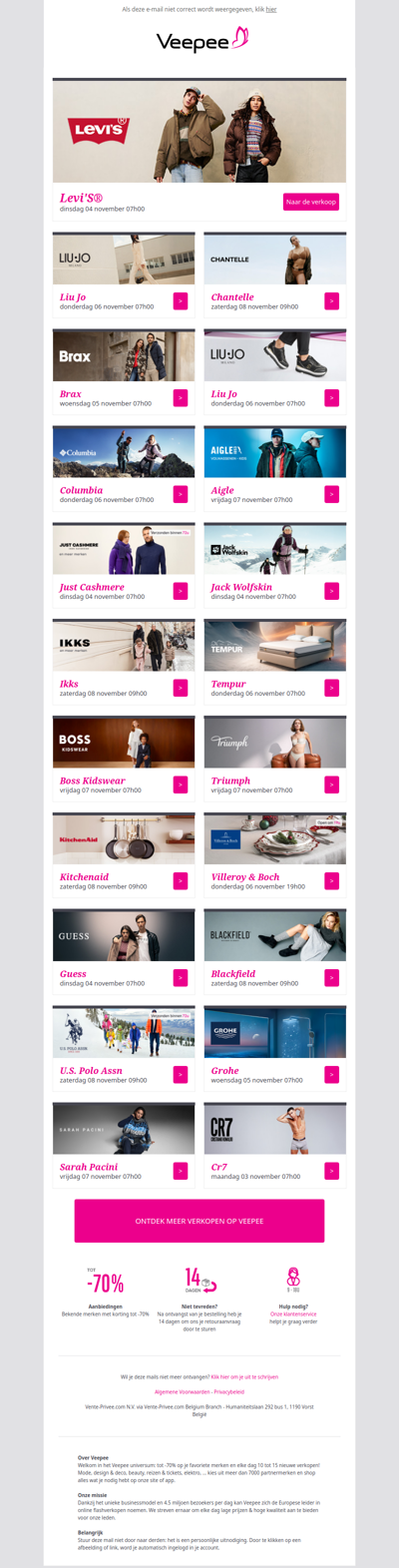 Deze week: Levi'S®, Liu Jo, Chantelle, Brax, Columbia en meer!