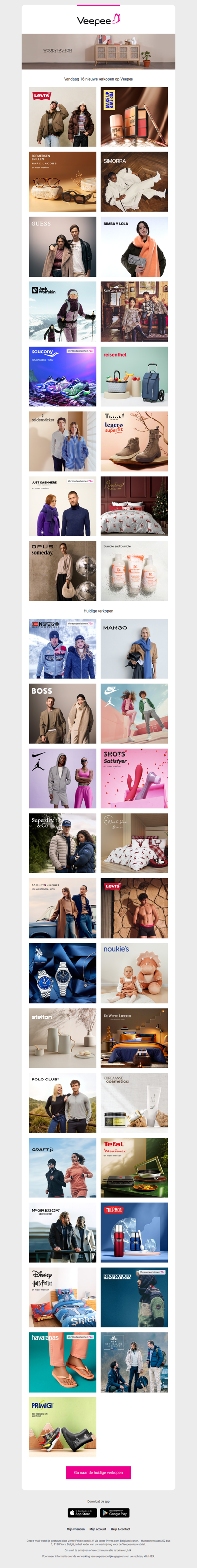 Vandaag: Levi's®, Make Up For Ever, Top Brands Eyewear en 13 andere verkopen op Veepee