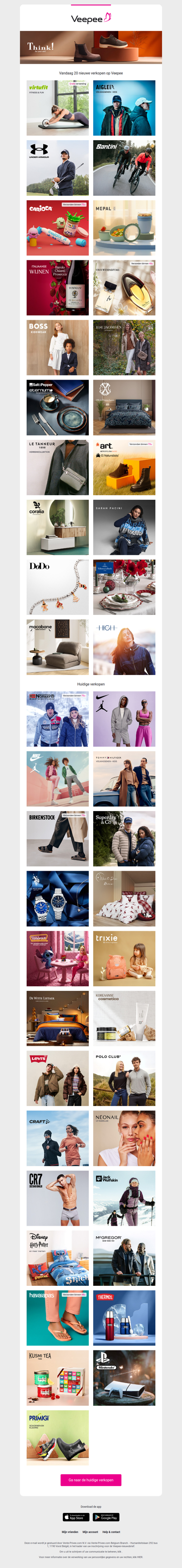 Vandaag: Virtufit, Aigle, Under Armour en 17 andere verkopen op Veepee