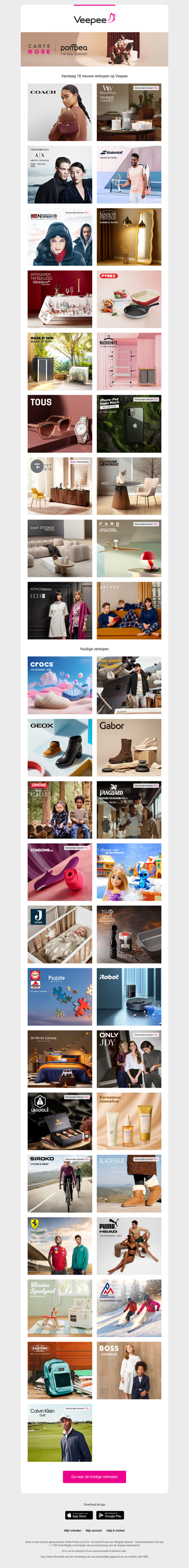 Vandaag: Coach, WoodWick et Yankee Candle, Emporio Armani en 15 andere verkopen op Veepee