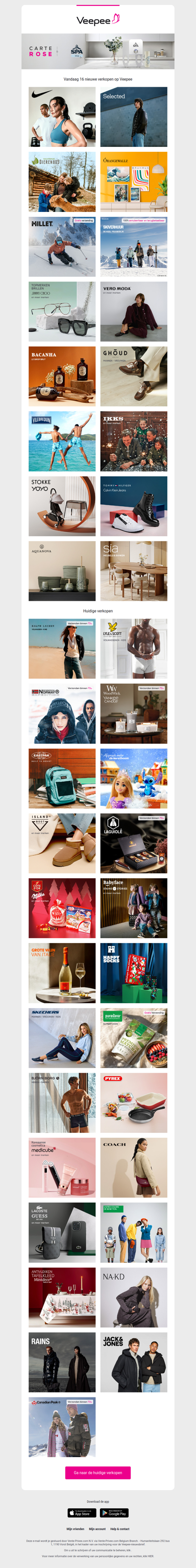 Vandaag: NIKE, Selected, Vakantiepark Dierenbos en 13 andere verkopen op Veepee