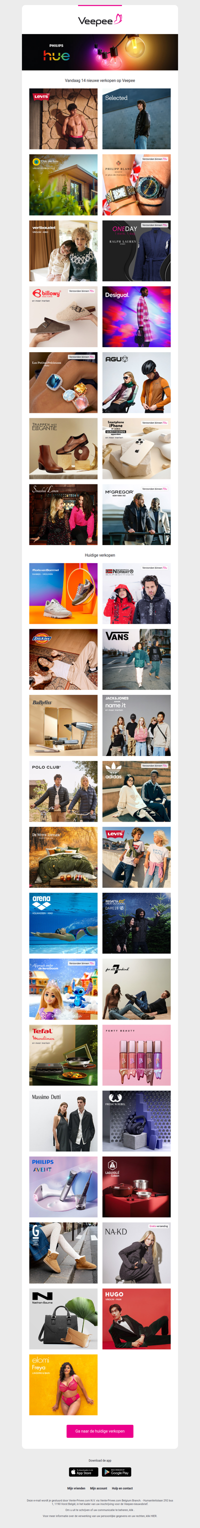 Vandaag: Levi's®, Selected, Club del Sole en 11 andere verkopen op Veepee