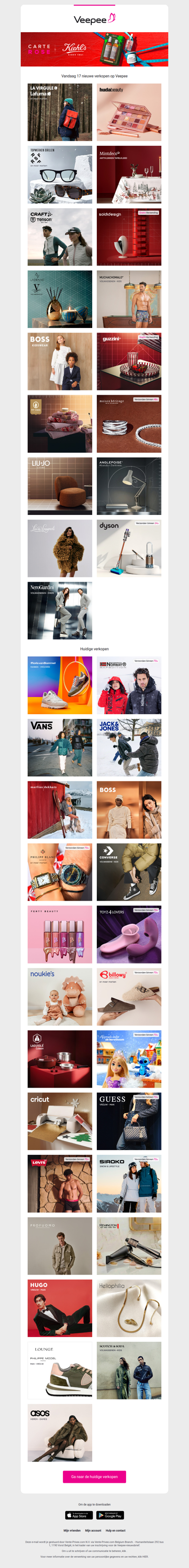 Vandaag: Lafuma, Huda Beauty, Top Brands Eyewear en 14 andere verkopen op Veepee