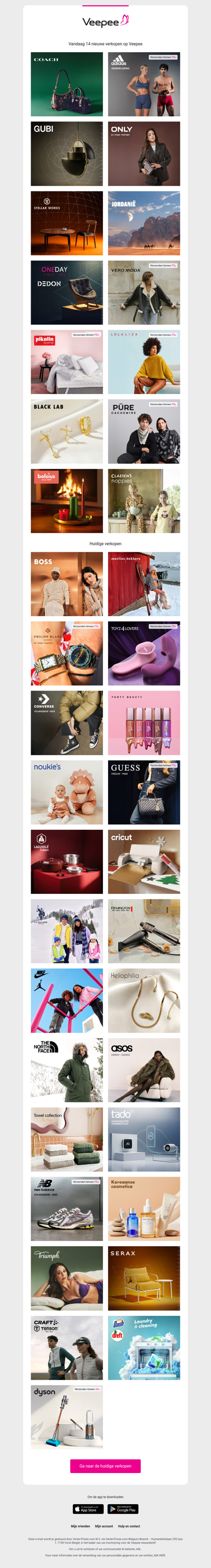 Vandaag: Coach, Adidas, Gubi en 11 andere verkopen op Veepee