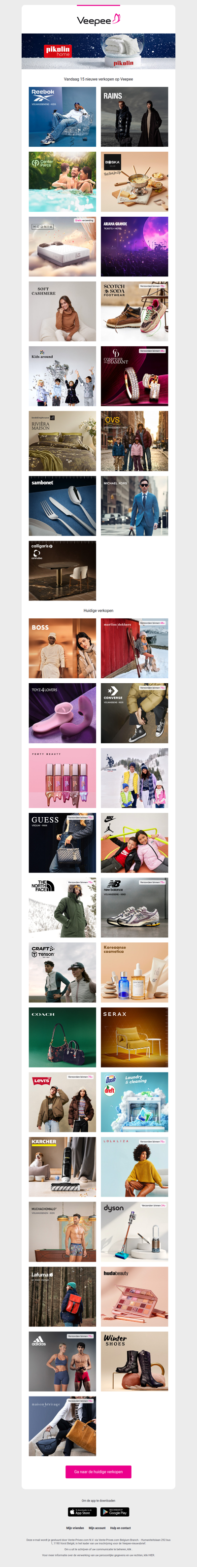 Vandaag: Reebok, Rains, Center Parcs en 12 andere verkopen op Veepee