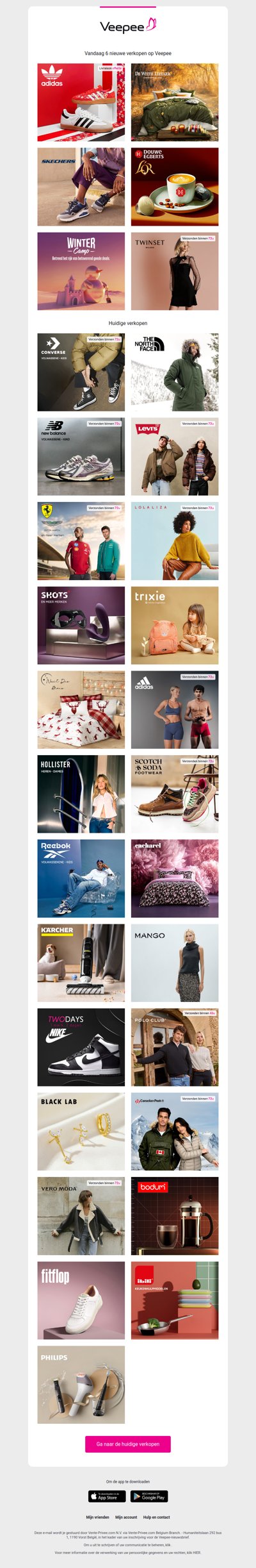 Vandaag: Adidas, De Witte Lietaer, Skechers en 3 andere verkopen op Veepee