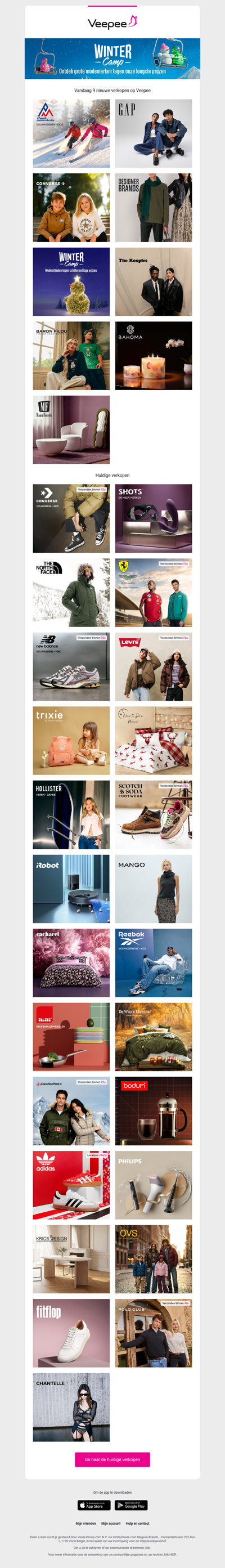 Vandaag: Peak Mountain, Gap, Converse Kids en 6 andere verkopen op Veepee