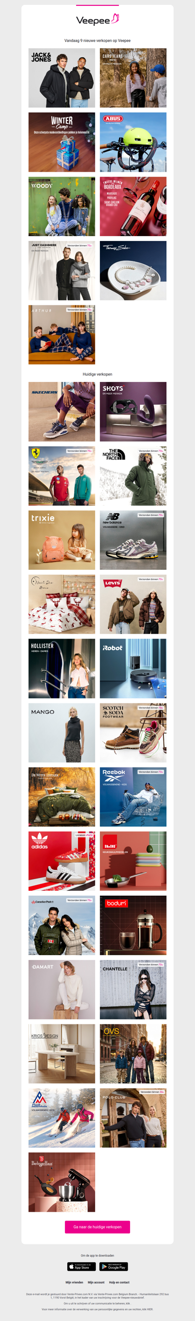 Vandaag: Jack & Jones, Cars Jeans, Moodstreet en meer merken, WINTER CAMP en 6 andere verkopen op Veepee