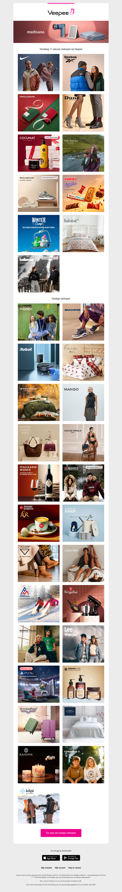 Vandaag: Nike, Reebok, Moleskine en 8 andere verkopen op Veepee