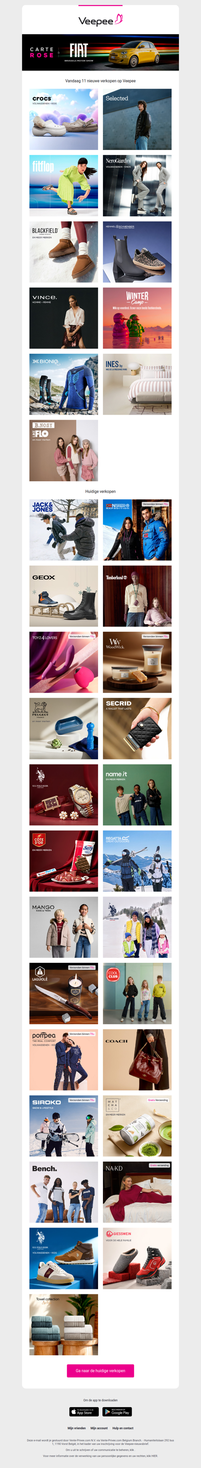 Vandaag: CROCS, Selected, Fitflop en 8 andere verkopen op Veepee