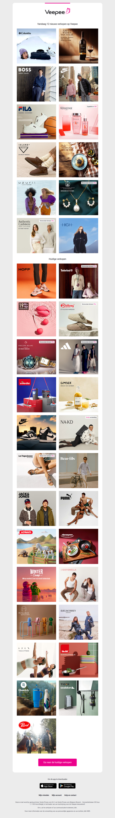 Vandaag: Columbia, Grote Winen van Italie, BOSS en 9 andere verkopen op Veepee