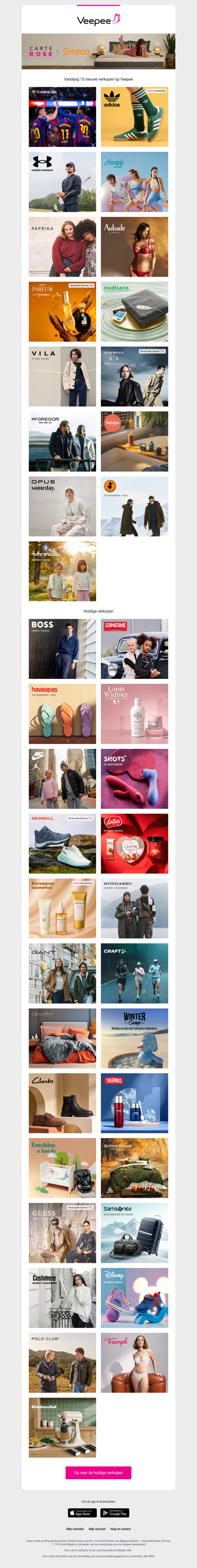 Vandaag: FcBarcelona, Adidas, Under Armour en 12 andere verkopen op Veepee