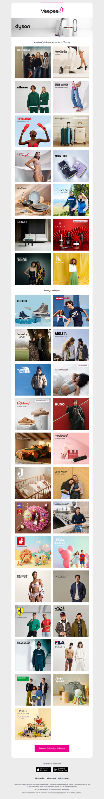 Vandaag: Pull&Bear, NeroGiardini, Ellesse en 11 andere verkopen op Veepee