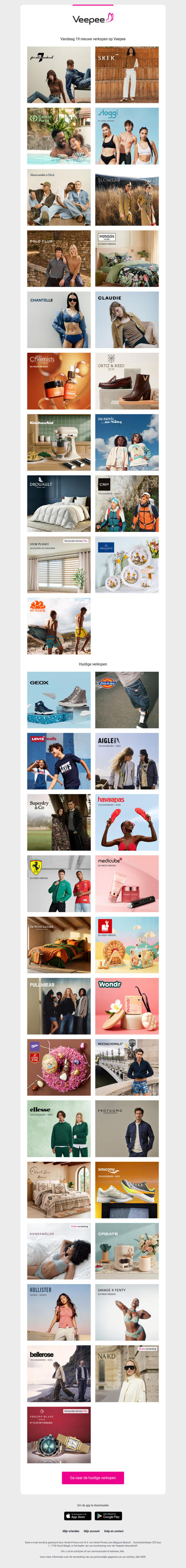 Vandaag: 7 for all mankind, SKFK, Center Parcs en 16 andere verkopen op Veepee