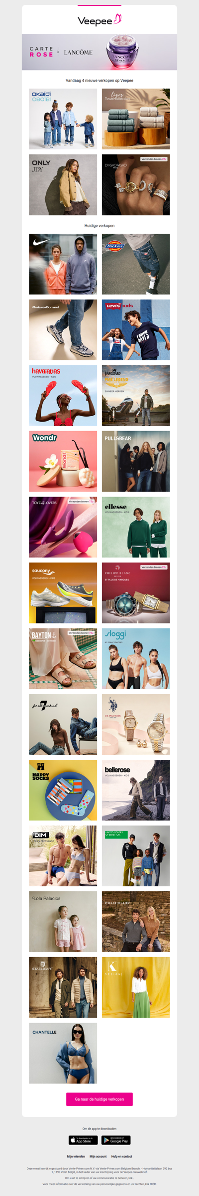 Vandaag: Okaïdi, Lizos, Only, Only Play & Only Carmakoma en 1 andere verkopen op Veepee