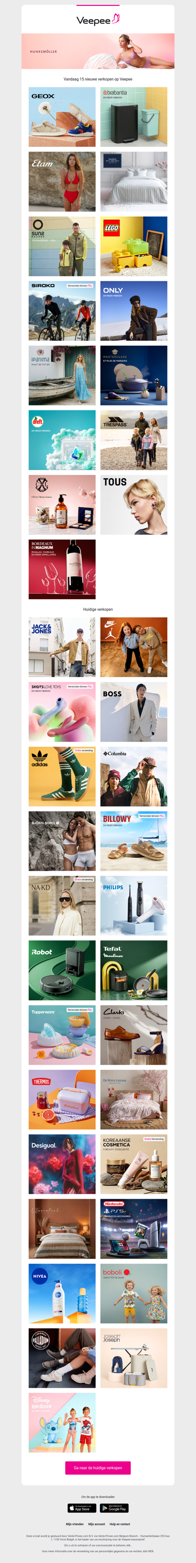 Vandaag: Geox, Brabantia, Etam en 12 andere verkopen op Veepee