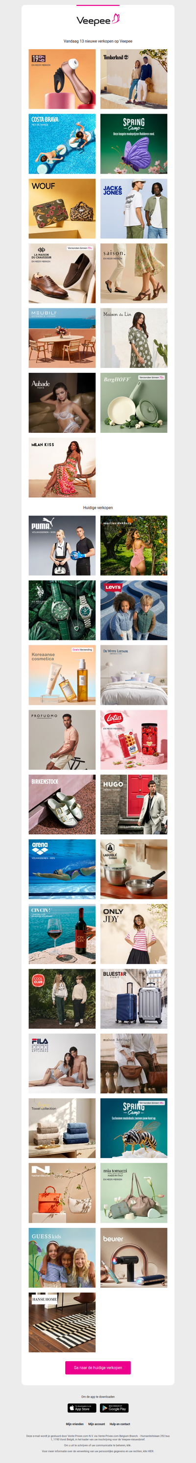 Vandaag: 1969, Timberland, Costa Brava en 10 andere verkopen op Veepee