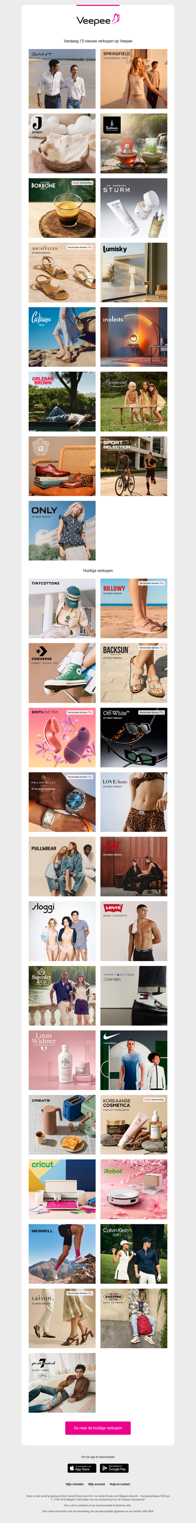 Vandaag: Gant, Springfield, Jollein en 12 andere verkopen op Veepee