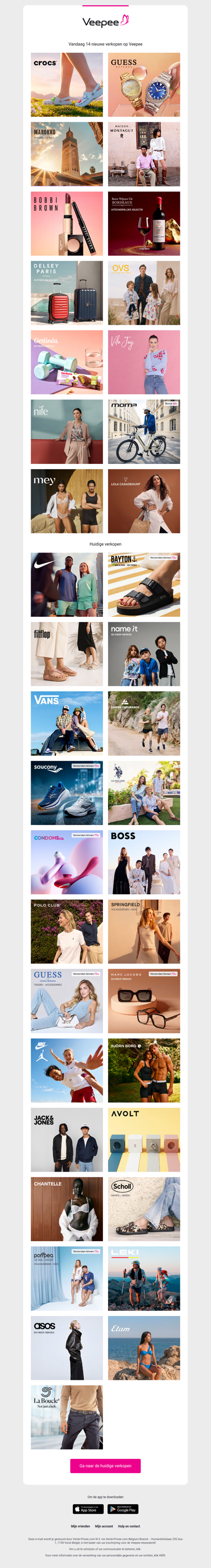 Vandaag: CROCS, Guess watches, Rondreis Marokko en 11 andere verkopen op Veepee
