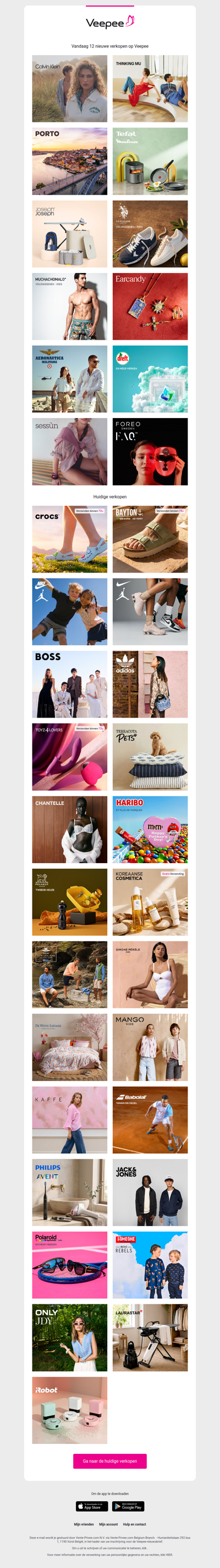 Vandaag: Calvin Klein, Thinking Mu, Porto en 9 andere verkopen op Veepee
