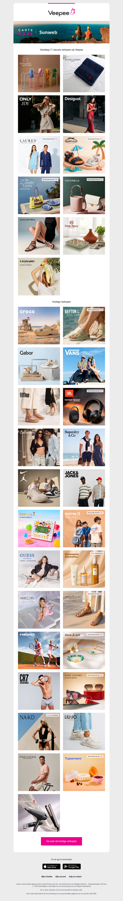 Vandaag: Metallbude, Ralph Lauren, Only & Jdy en 7 andere verkopen op Veepee