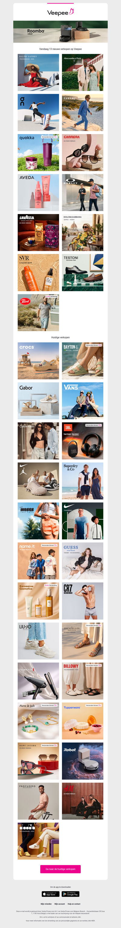 Vandaag: Ralph Lauren, Abercrombie and Fitch, On Running en 10 andere verkopen op Veepee
