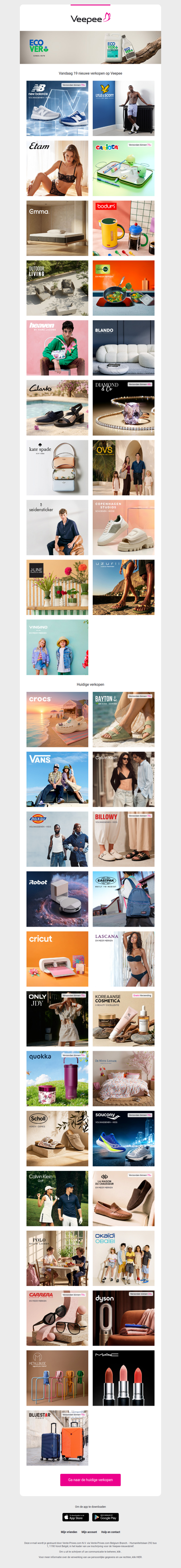 Vandaag: New Balance, Lyle & Scott, Etam en 16 andere verkopen op Veepee