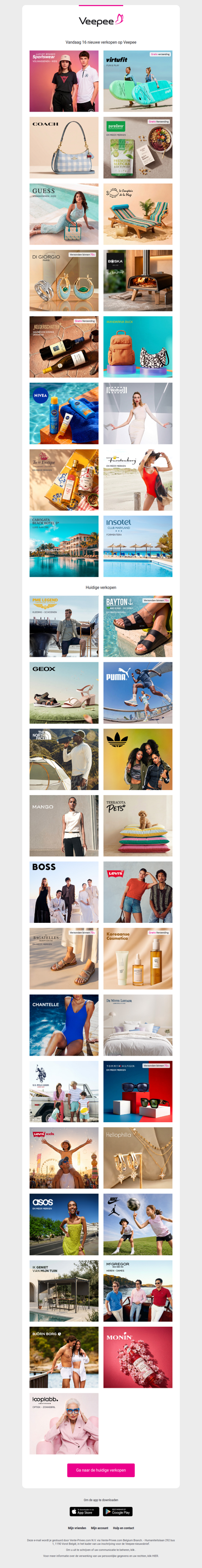 Vandaag: Luxury brands sportswear, Virtufit, Coach en 13 andere verkopen op Veepee