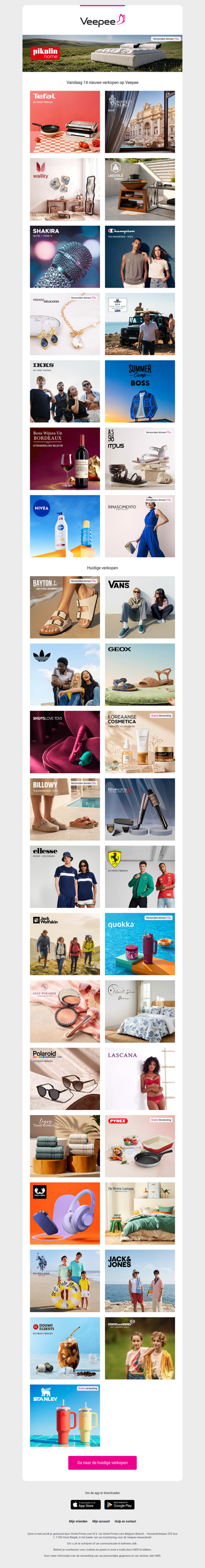 Vandaag: Tefal , Romanico Palace luxury Hotel & SPA, Wallity en 11 andere verkopen op Veepee