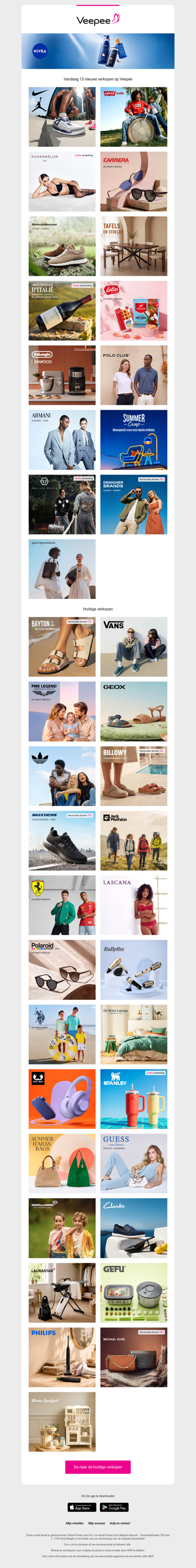 Vandaag: Nike, Levi's® Kids, Hunkemöller en 12 andere verkopen op Veepee