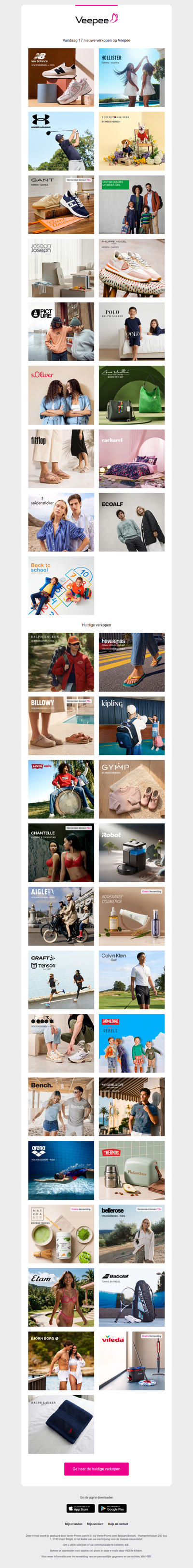 Vandaag: New Balance, Hollister, Under Armour en 14 andere verkopen op Veepee