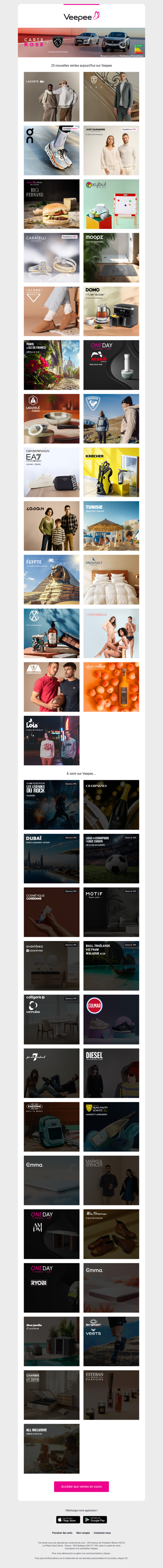 Aujourd'hui : Lacoste, Izac, On et 22 autres ventes sur Veepee