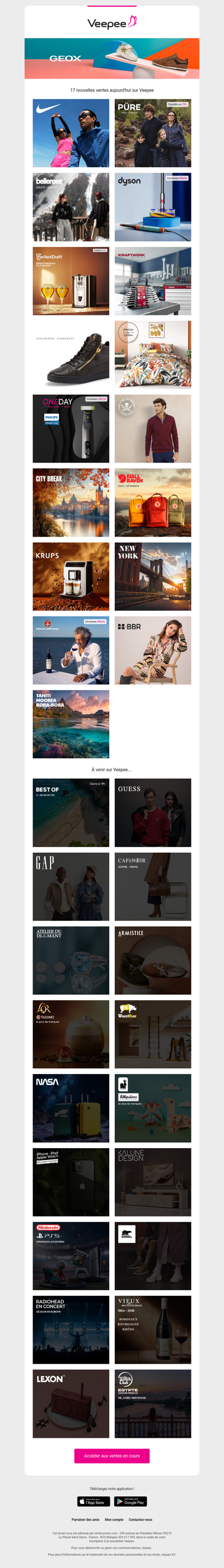 Aujourd'hui : Nike, Püre Cachemire, Bellerose et 14 autres ventes sur Veepee