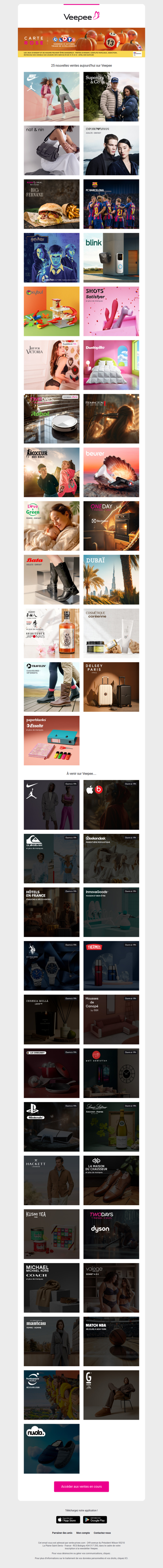 Aujourd'hui : Nike et Jordan Kids, Superdry, Nat & Nin  et 22 autres ventes sur Veepee