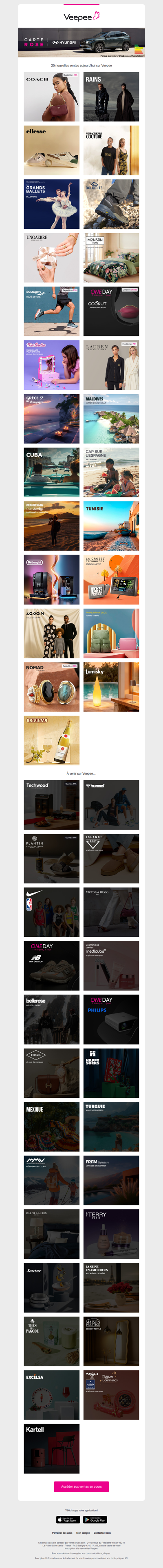 Aujourd'hui : Coach, Rains, Ellesse et 22 autres ventes sur Veepee