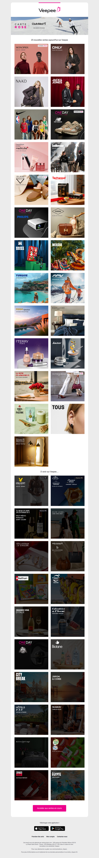 Bonjour, aujourd'hui Monoprix, Only, NA-KD et 22 autres ventes sur Veepee