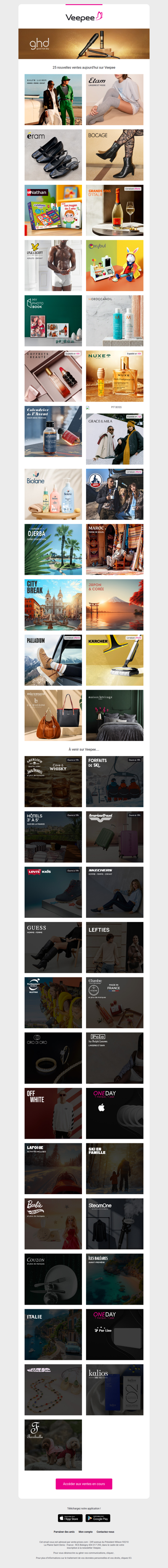 Aujourd'hui : Ralph Lauren, Etam, Eram et 22 autres ventes sur Veepee