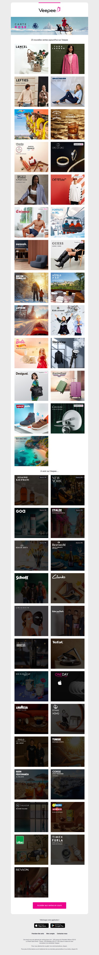 Aujourd'hui : Lancel, Tara Jarmon, Lefties et 22 autres ventes sur Veepee