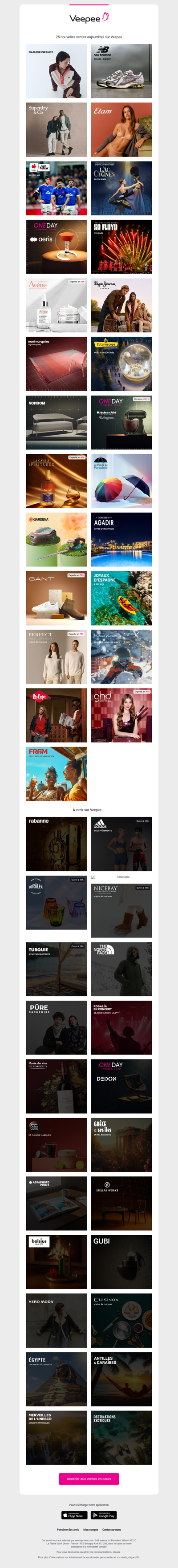 Aujourd'hui : Claudie Pierlot, New Balance, Superdry et 22 autres ventes sur Veepee